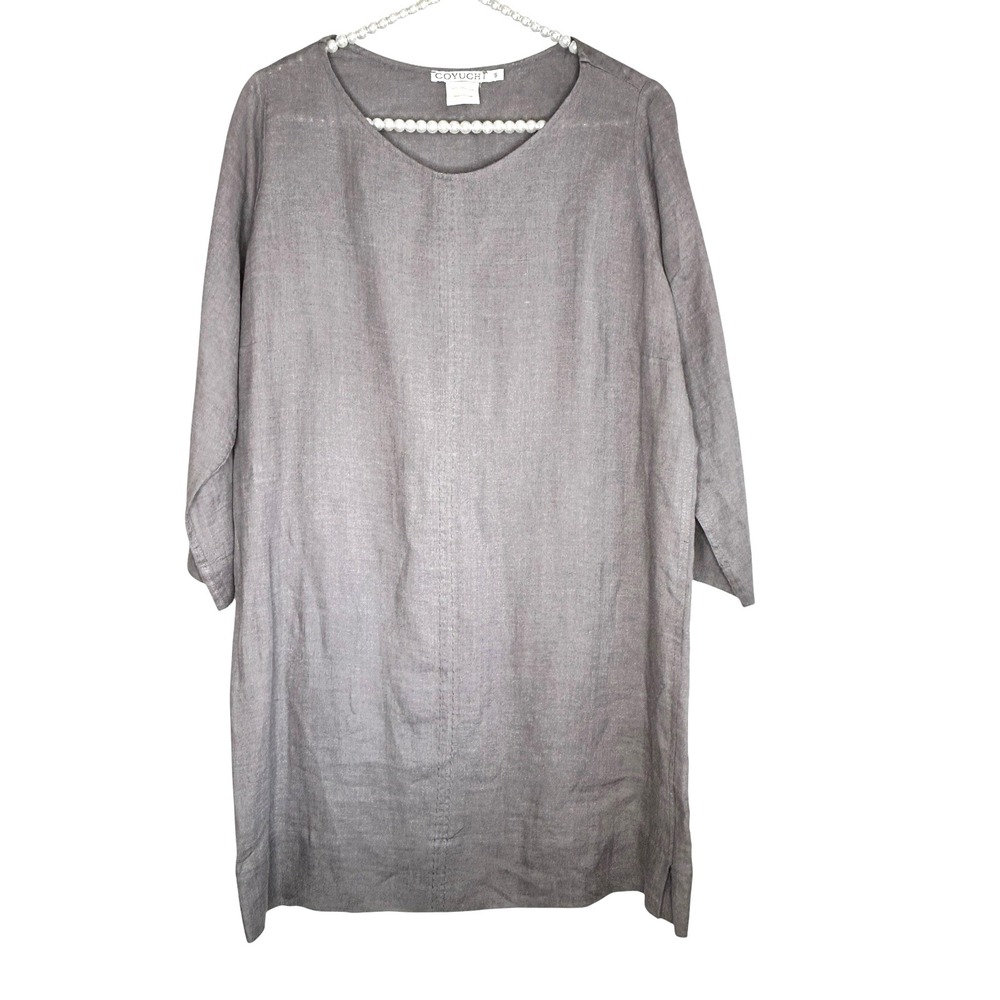 Coyuchi LInen Shift Mini Dress Small Lagenlook Capsule Minimalist Quiet Luxury